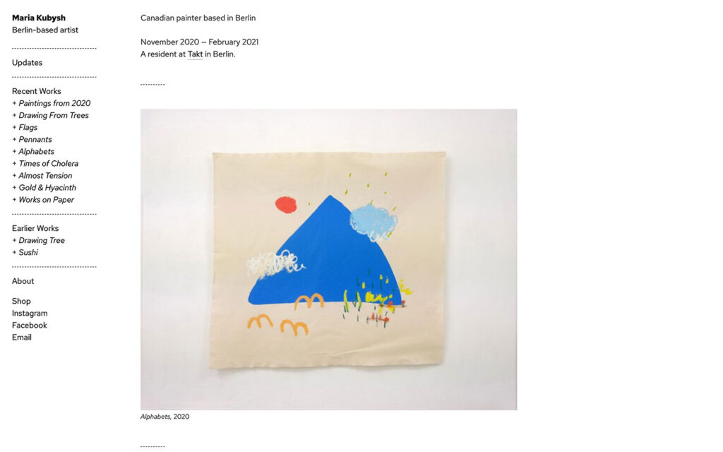 Screenshot of mariakubysh.com